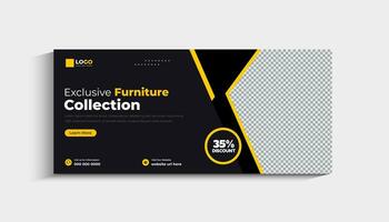 Modern Furniture Sale Social Media Cover or Web Banner Template vector