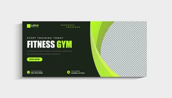 Gym fitness social media cover and web banner template vector