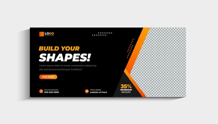 Gym fitness social media cover and web banner template