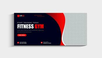 Gym fitness social media cover and web banner template vector