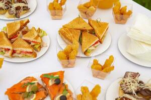 various snacks on the table photo