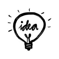 Doodle Bulb light idea for icon. Symbol of idea, creativity, innovation, inspiration. Vector illustration