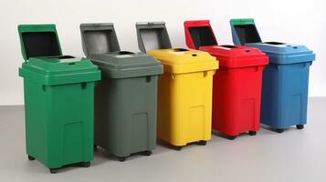 Utilization of garbage, waste. Ecological concept of separate collection. AI generated. photo