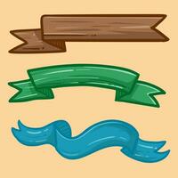 Set of element hand drawn decorative ribbon flags. Empty banner for old looking design of label, text header, title, calligraphy or lettering. Useful pretty tool, illustration in doodle style. vector