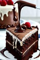 Delicious Chocolate Layer Cake. AI Generative photo