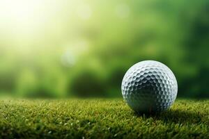 Golf ball with sport background design for banner with copy space.Created with Generative AI technology. photo