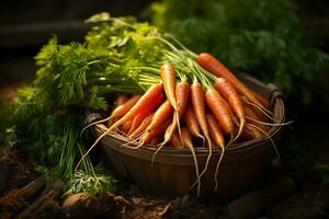 un cesta de zanahorias.salud alimento, dieta concepto.creado con generativo ai tecnología. foto