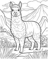 llama coloring pages for adults vector