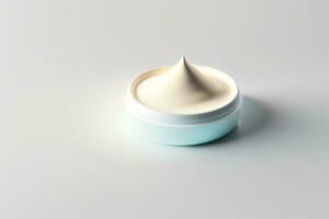 Cream in a beautiful jar.Textured smear of white cosmetic cream on an isolated white background. Generative AI. photo