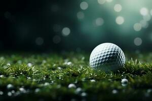 Golf ball with sport background design for banner with copy space.Created with Generative AI technology. photo