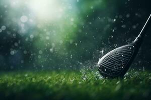 Golf club with sport background design for banner with copy space.Created with Generative AI technology. photo