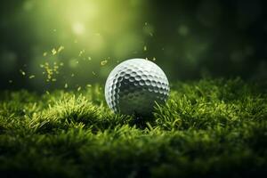 Golf ball with sport background design for banner with copy space.Created with Generative AI technology. photo