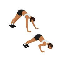 Woman doing Pike pushup exercise. Flat vector illustration isolated on white background