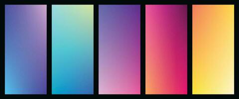 Colorful and vibrant gradient background template copy space set. Smooth color gradation backdrop design. vector