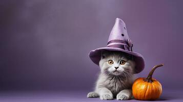 Cute Cat ,Halloween theme on isolated background.Happy Halloween concept.created with Generative AI technology photo