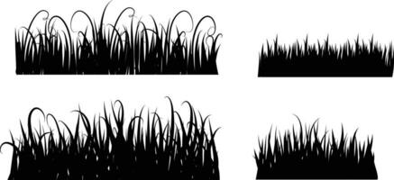 vector illustration Set of silhouette of grass isolated on white background