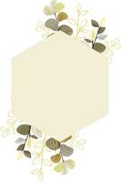 frame with green and gold leaves isolated on white background. Botanical art design vector