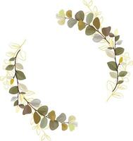 Wedding bouquet of green and gold tropical leaves isolated on white background. Botanical art design vector
