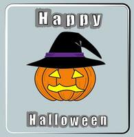 Happy Halloween night horror pumpkin witch hat lettering 3d vector EPS10