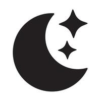 Crescent moon with stars icon on white background. Night icon. Crescent moon icon. Minimalist style. vector