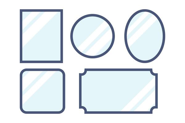 different shapes mirror. mirror frame for element, reflect