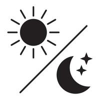 Night icon of the moon with stars and sun icon, vector on white background.