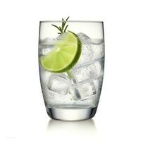 Gin tonic glass of water with ice isolated on white background. AI Generated photo