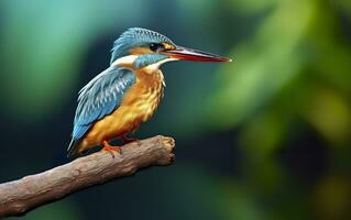 el común martín pescador humedales pájaro de colores plumas desde diferente aves. generativo ai foto