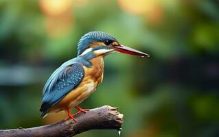 The common kingfisher wetlands bird colored feathers from different birds. Generative AI photo