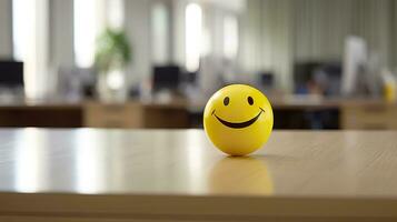 A Yellow Smiling Ball Can Promote a Positive Work Environment. Generative AI photo