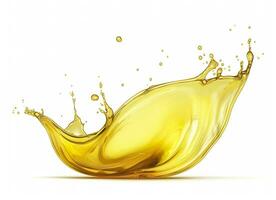 Olive or engine oil splash, cosmetic serum liquid isolated on white background. Generative AI photo