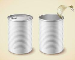 Blank white tin mockup in 3d illustration vector