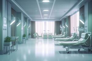 Ideal Healthcare Background with Surrealist Blurry Hospital Scene. AI Generative photo