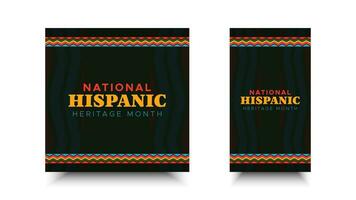 Hispanic heritage month. Abstract pattern ornament social media design, colorful style with text, geometry vector