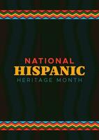 Hispanic heritage month. Abstract pattern ornament poster design, colorful style with text, geometry vector