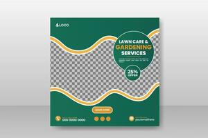 lawn care and gardening service social media cover or post and web banner design template vector