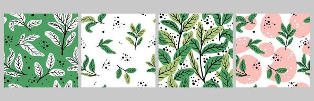 Seamless plant pattern with plants. Natural ornament of mint leaves. Design for fabric, paper vector