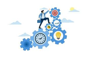 concept of effectiveness, efficiency or productivity for better results, improve performance or process, business development or management, business entrepreneur with gears with effective elements. vector