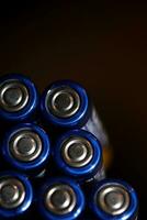 Alkaline rechargeable blue batteries AA macro view high quality big size prints wall posters for modules mass production accumulators high power and energy for electric vehicles photo