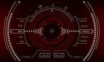 HUD sci-fi interface screen view red danger geometric design virtual reality futuristic technology creative display vector