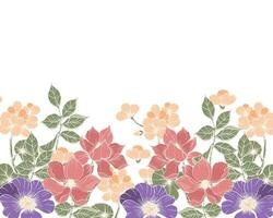 Hand Drawn Anemone and Magnolia Flower Background vector