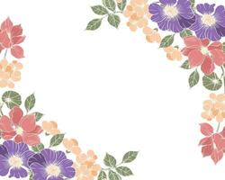 Hand Drawn Anemone and Magnolia Flower Border vector