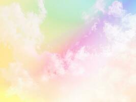 beauty sweet pastel green yellow colorful with fluffy clouds on sky. multi color rainbow image. abstract fantasy growing light photo