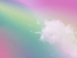 beauty sweet pastel soft green and yellow with fluffy clouds on sky. multi color rainbow image. abstract fantasy growing light photo