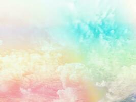 beauty sweet pastel green blue colorful with fluffy clouds on sky. multi color rainbow image. abstract fantasy growing light photo