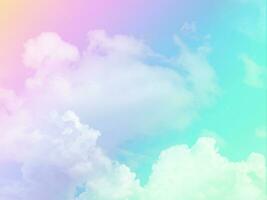 beauty sweet pastel pink green  colorful with fluffy clouds on sky. multi color rainbow image. abstract fantasy growing light photo