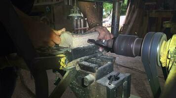 Carpenter is Drilling Piece of Wood video