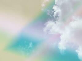 beauty sweet pastel green and yellow colorful with fluffy clouds on sky. multi color rainbow image. abstract fantasy growing light photo