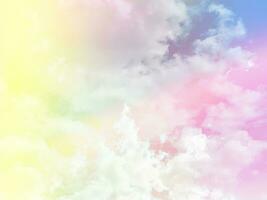 beauty sweet pastel yellow pink colorful with fluffy clouds on sky. multi color rainbow image. abstract fantasy growing light photo