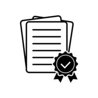 Certificate icon. Premium quality symbol. Achievement badge. Tasks done icon. Signed approved document. Project completed. Quality mark. Achievement badge vector. vector